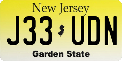 NJ license plate J33UDN