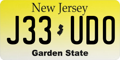NJ license plate J33UDO