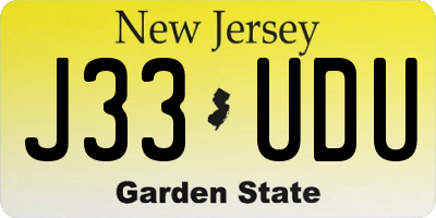 NJ license plate J33UDU