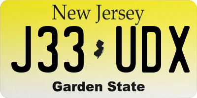 NJ license plate J33UDX