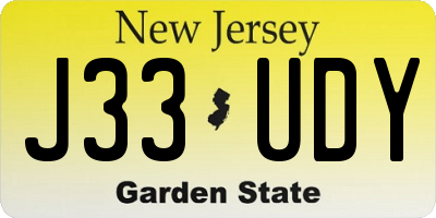 NJ license plate J33UDY