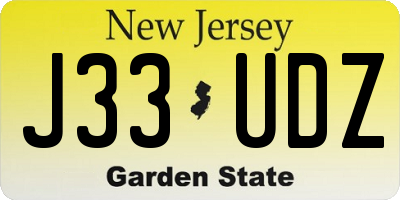 NJ license plate J33UDZ