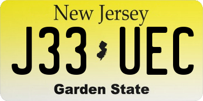 NJ license plate J33UEC