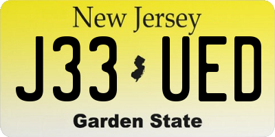 NJ license plate J33UED