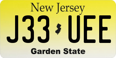 NJ license plate J33UEE