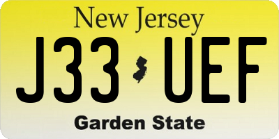 NJ license plate J33UEF