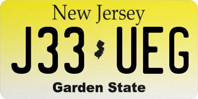 NJ license plate J33UEG