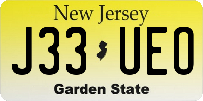 NJ license plate J33UEO