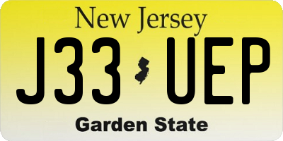NJ license plate J33UEP