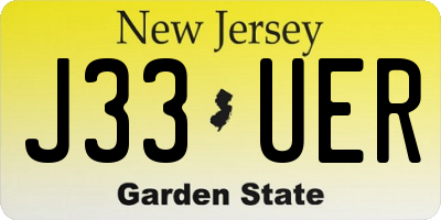 NJ license plate J33UER