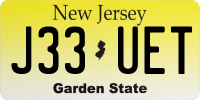 NJ license plate J33UET