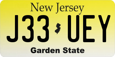 NJ license plate J33UEY