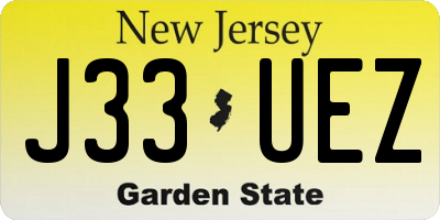 NJ license plate J33UEZ