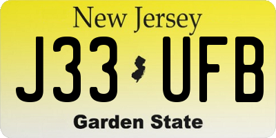 NJ license plate J33UFB