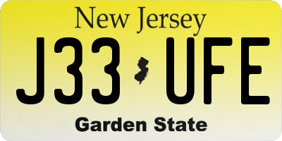 NJ license plate J33UFE