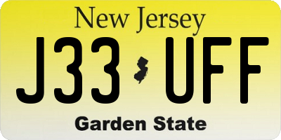 NJ license plate J33UFF