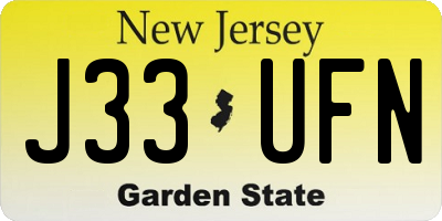 NJ license plate J33UFN