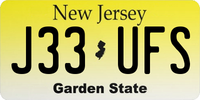 NJ license plate J33UFS