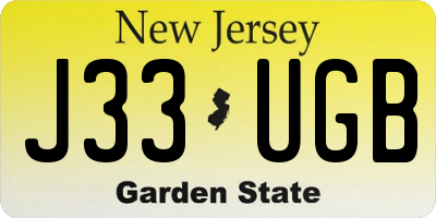 NJ license plate J33UGB