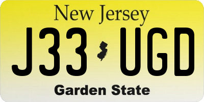 NJ license plate J33UGD