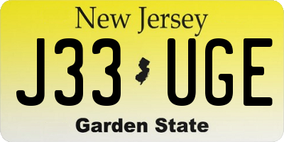 NJ license plate J33UGE