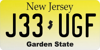 NJ license plate J33UGF