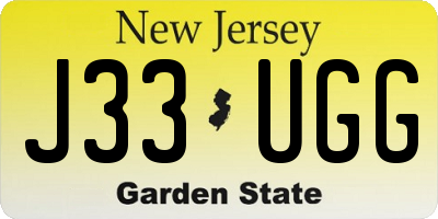 NJ license plate J33UGG