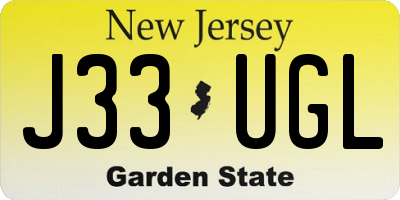 NJ license plate J33UGL