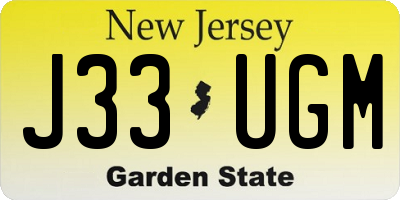 NJ license plate J33UGM