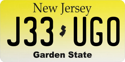 NJ license plate J33UGO