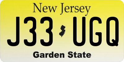 NJ license plate J33UGQ