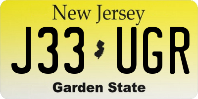 NJ license plate J33UGR