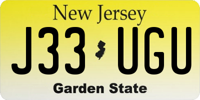 NJ license plate J33UGU
