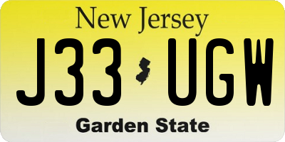 NJ license plate J33UGW