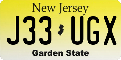 NJ license plate J33UGX