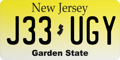 NJ license plate J33UGY