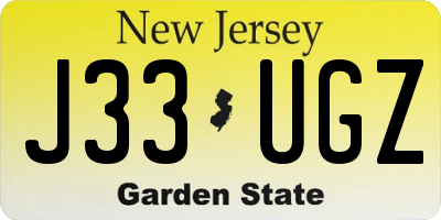 NJ license plate J33UGZ