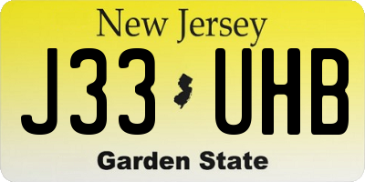 NJ license plate J33UHB