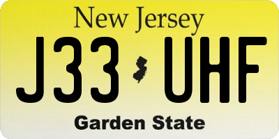 NJ license plate J33UHF