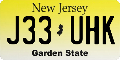 NJ license plate J33UHK