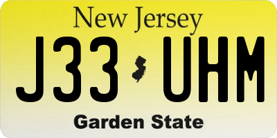 NJ license plate J33UHM