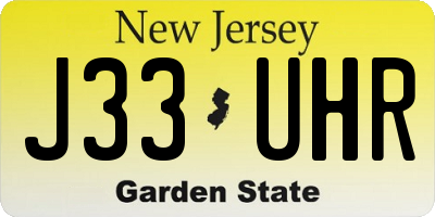 NJ license plate J33UHR