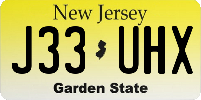 NJ license plate J33UHX