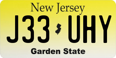 NJ license plate J33UHY