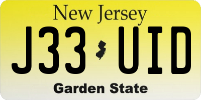 NJ license plate J33UID
