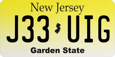 NJ license plate J33UIG