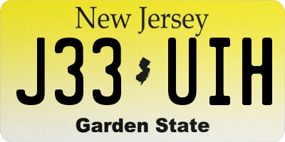 NJ license plate J33UIH