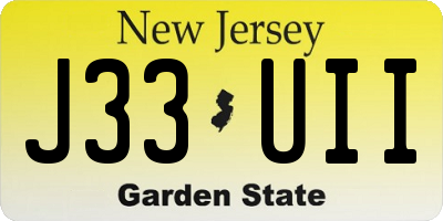 NJ license plate J33UII