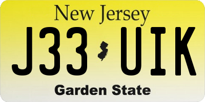 NJ license plate J33UIK