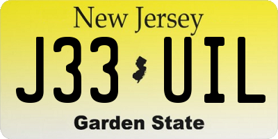 NJ license plate J33UIL